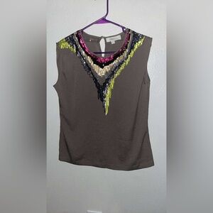 Olive & Oak Brown Tank Top with Sequin Detail